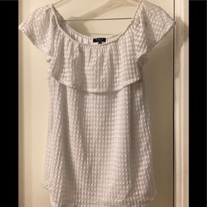 Womens White Crochet off Shoulder Onyx Apparel Top, Large